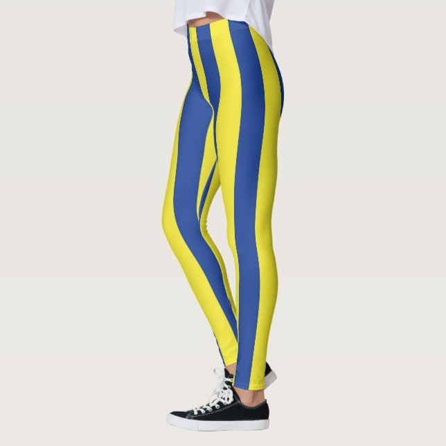 Mörkblå och gula ränder  leggings (Vänster)