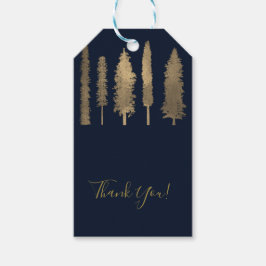 Mörkblå och guld skogliga träd rustika presenter presentetikett