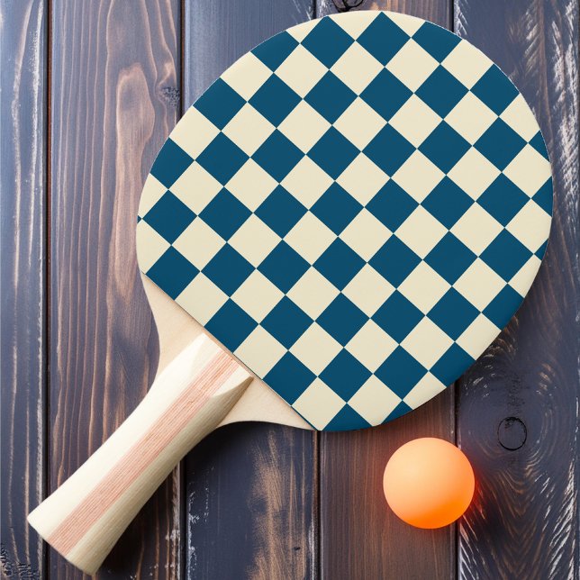 Mörkblå och krämfärgade rutor pingisracket (Skapare uppladdad)