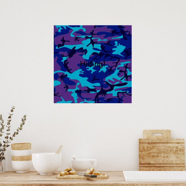 Mörkblå och lila kamouflageaffisch poster (Kök)