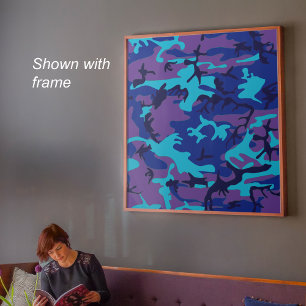 Mörkblå och lila kamouflagevärdeaffisch poster