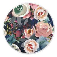 Mörkblå och rosablommig akvarellblomma chic