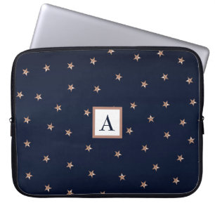 Mörkblå och rosé guld rosa glitterstjärnor stjärni laptop fodral