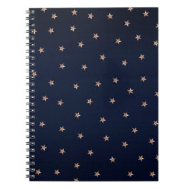 Mörkblå och roséguld rosa glitterstjärnor stjärnfä anteckningsbok