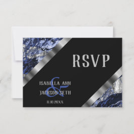 Mörkblå och Silvermarmor - RSVP OSA Kort