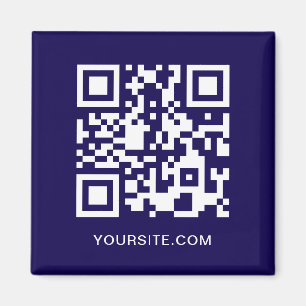 Mörkblå och vit webbplats QR-kod Promo Magnet