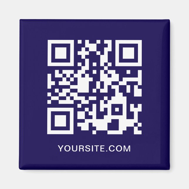 Mörkblå och vit webbplats QR-kod Promo Magnet (Framsidan)