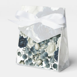 Mörkblå och vita moderna blomstergröna bröllop presentaskar