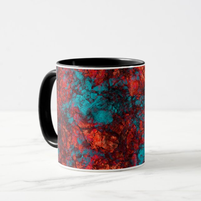 Mörkblå orange texturerad textur suède marmor grå mugg (Framsida vänster)