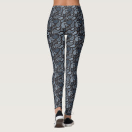 Mörkblå Paisley Mönstrade Leggings
