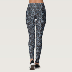 Mörkblå Paisley Mönstrade Leggings