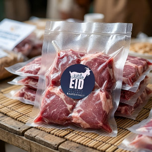 Mörkblå Qurbani Eid Al-Adha hälsning Runt Klistermärke