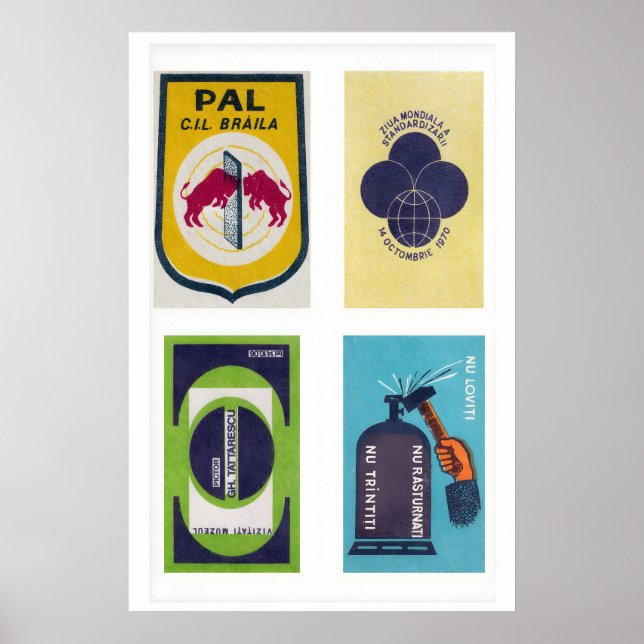 Mörkblå Rumänska Tändsticks Etiketter Rutigt Tryck (Framsidan)