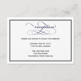 Mörkblå Script Bröllopsmottagning Detaljerad Kort