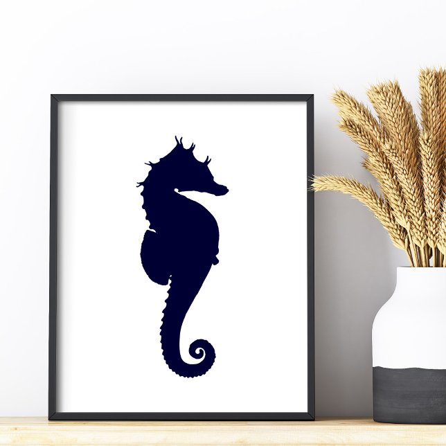 Mörkblå sjöhästar fototryck (Dark Blue Seahorse Photo Print)