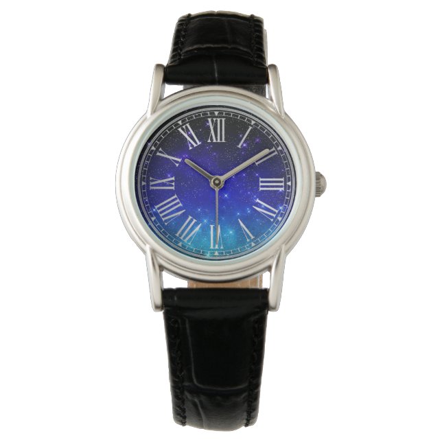 Mörkblå stjärnor Galaxy Gradient Skymning Armbandsur (Framsida)