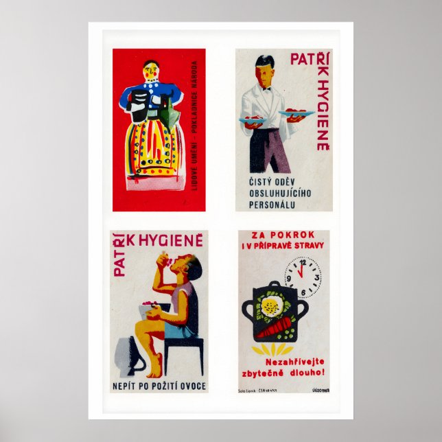 Mörkblå Tjeckoslovakiska Tändsticksförpackningseti Poster (Framsidan)