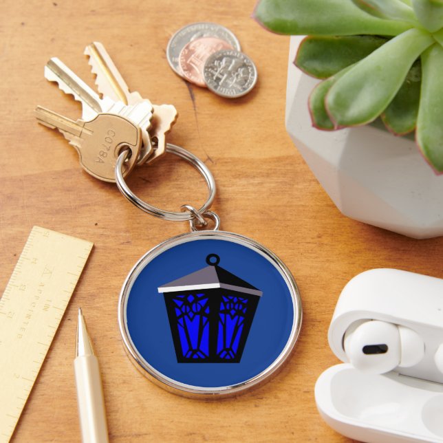 Mörkblå uggla lykta nyckelring (Skrivbord)