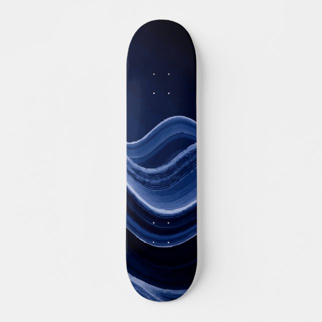 Mörkblå våg minimalistisk abstrakt design mini skateboard bräda 18,5 cm (Framsida)