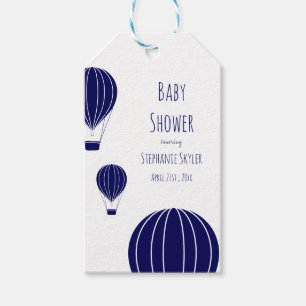 Mörkblå varmluftsbubbla   Gift-tagg för babyskor Presentetikett