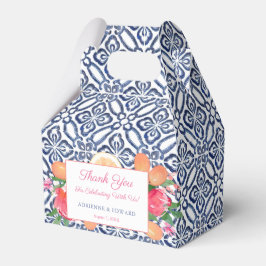 Mörkblå Vintage-plattor Citrus Rosa Bröllopsdusch Presentaskar