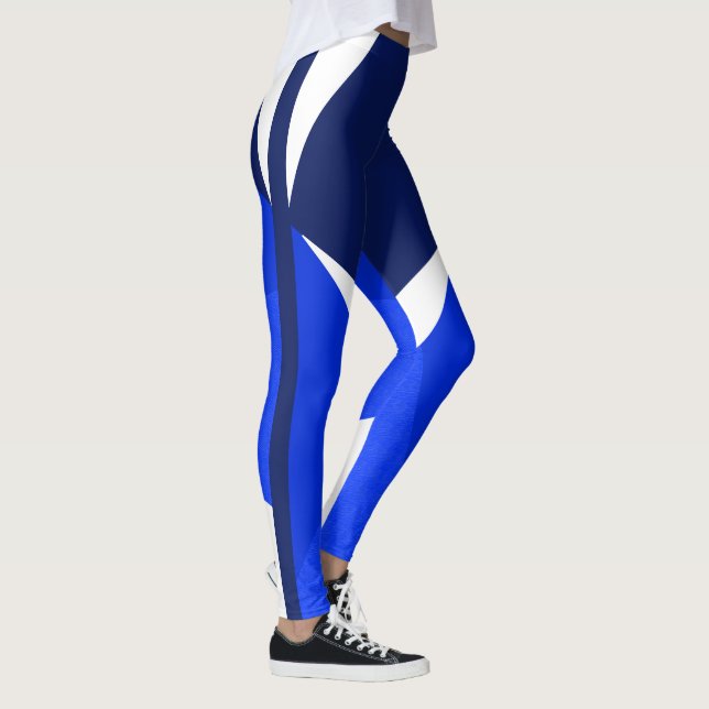 Mörkblå, Vit, Blå, Träning, Dans, Bekväm Leggings (Höger)