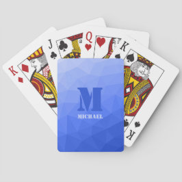 Mörkblått geometriskt nätmönster Monogram Casinokort