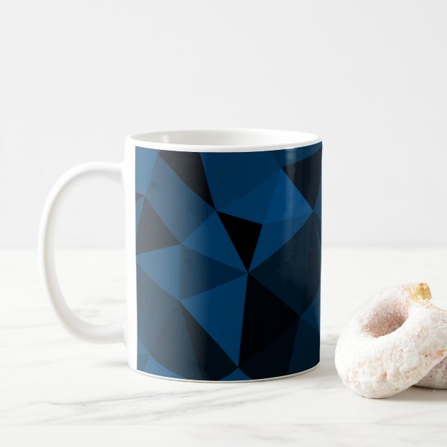 Mörkblått och svart geometriskt nätmönster kaffemugg (Med munk)