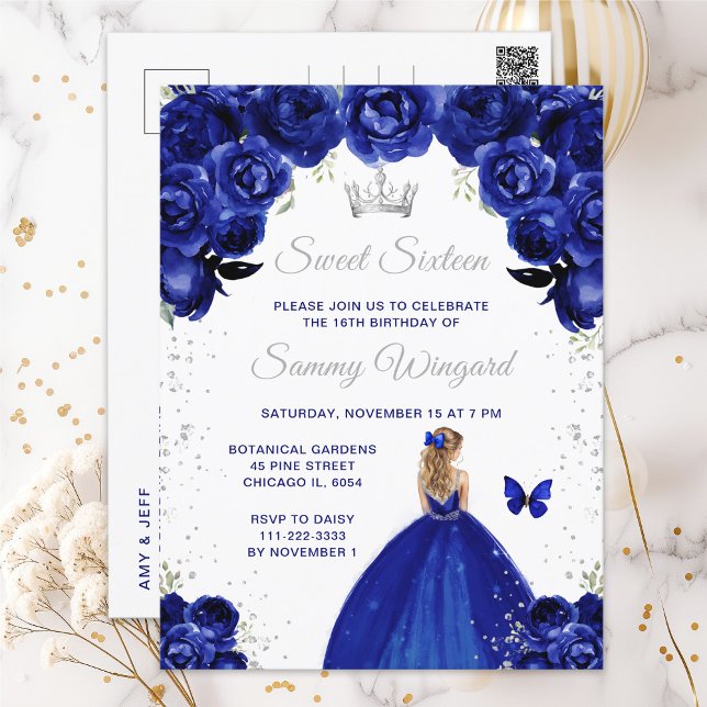 Mörkblont Hår Prinsessa Sweet Sixteen Vykort (Skapare uppladdad)