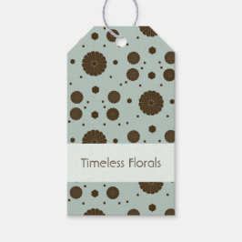 Mörkbrun Mikro Floral Salvia grön Presentetikett