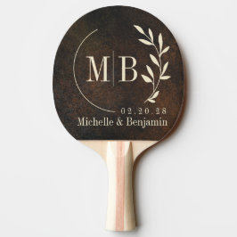 Mörkbrun Monazit Stenhängsmycken Bröllopsmonogram Pingisracket