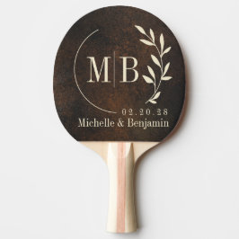 Mörkbrun Monazit Stenhängsmycken Bröllopsmonogram Pingisracket