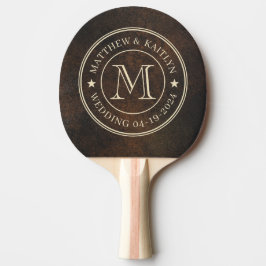 Mörkbrun Monazitsten Vigsel Monogram Stjärna Pingisracket