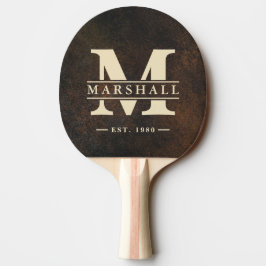 Mörkbrun Monazitstensmonogram & Namnöverlägg Pingisracket