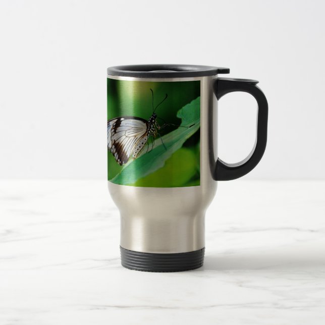 Mörkbrun och grå fjäril resemugg (Höger)
