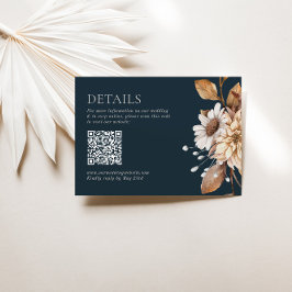 Mörkbrun & Terrakotta Blommig Boho Marin QR-kod Tilläggskort