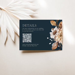 Mörkbrun & Terrakotta Blommig Boho Marin QR-kod Tilläggskort