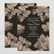 Mörkbruna & Bronsfärgade Löv Rustika Höst Inbjudni