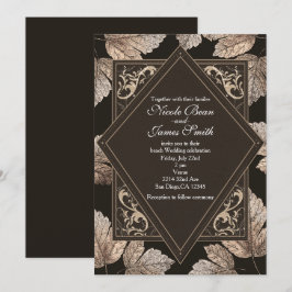 Mörkbruna & Bronsfärgade Löv Rustika Inbjudningar 