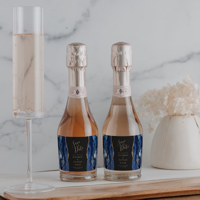 Mörken Agate Geode Navy Blue Guld Spara datum (Skapare uppladdad)