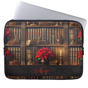 Mörken Anpassat namn Academia Poinsettia Bookshelf Laptop Fodral