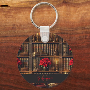Mörken Anpassat namn Academia Poinsettia Bookshelf Nyckelring