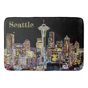 Mörken är Natten - Luminous Seattle Skyline Badrumsmatta