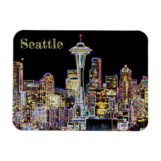 Mörken är Natten - Luminous Seattle Skyline Magnet