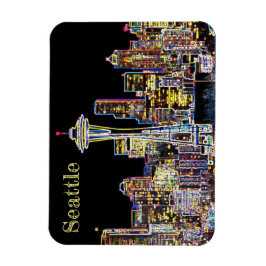 Mörken är Natten - Luminous Seattle Skyline Magnet