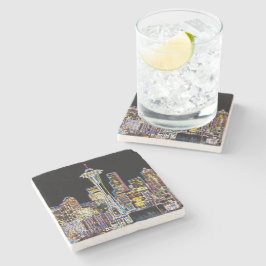 Mörken är Natten - Luminous Seattle Skyline Stenunderlägg