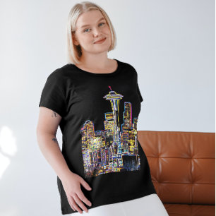 Mörken är Natten - Luminous Seattle Skyline T Shirt