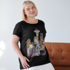 Mörken är Natten - Luminous Seattle Skyline T Shirt