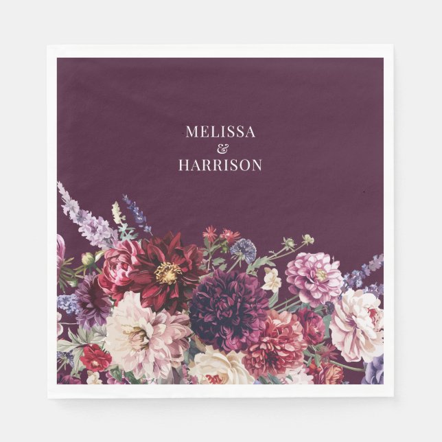 Mörken Autumn Flower Dahlia Tack Pappersservett (Framsidan)