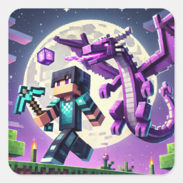 Mörken Blockstyle Dragon Diamond Sword Fyrkantigt Klistermärke